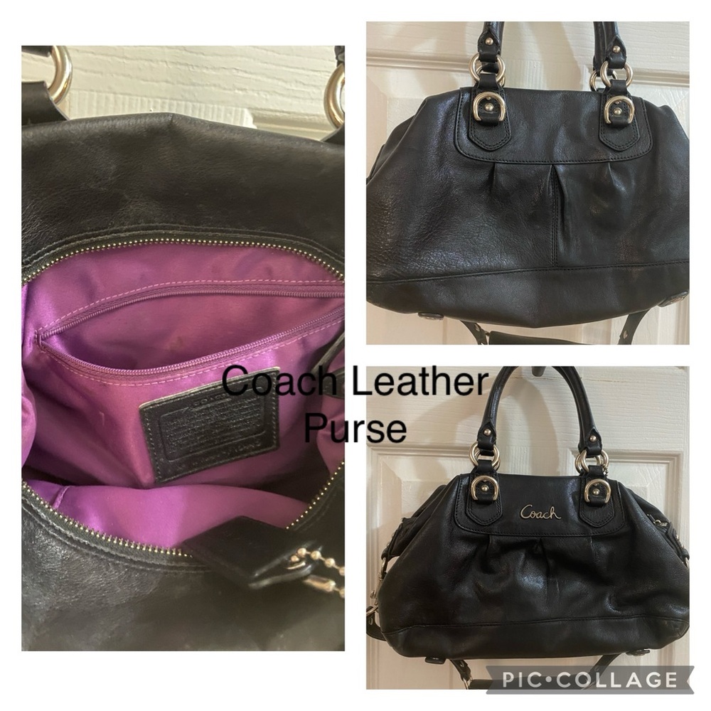 Coach black leather Ashley two way satchel bag